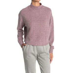 Socialite Mock Neck Pullover Top Size M Crop Brushed Wine NWT  B32